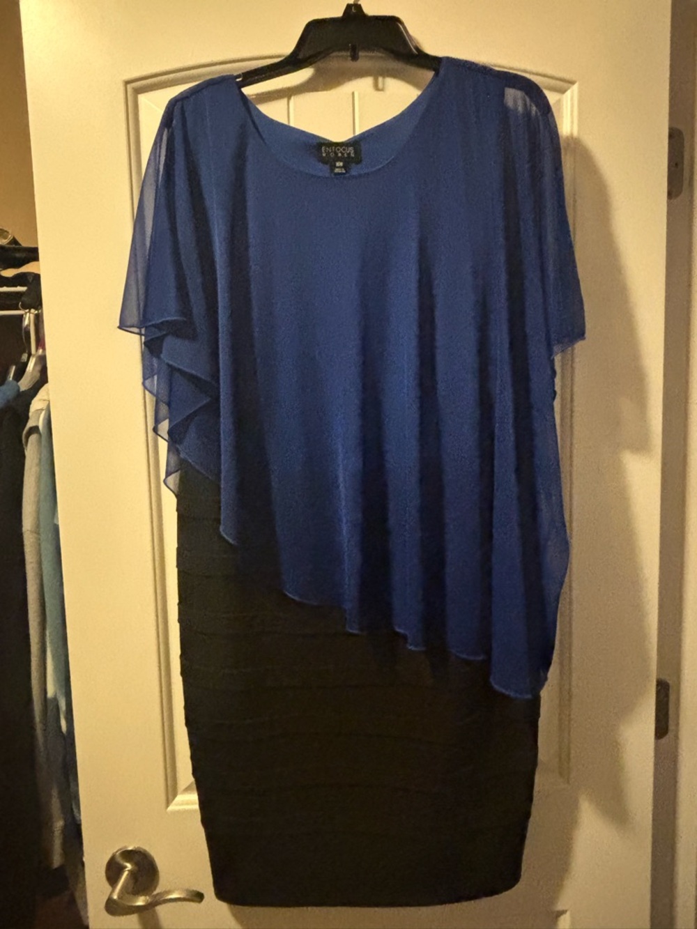 Royal Blue Asymmetrical Overlay Sheath Dress